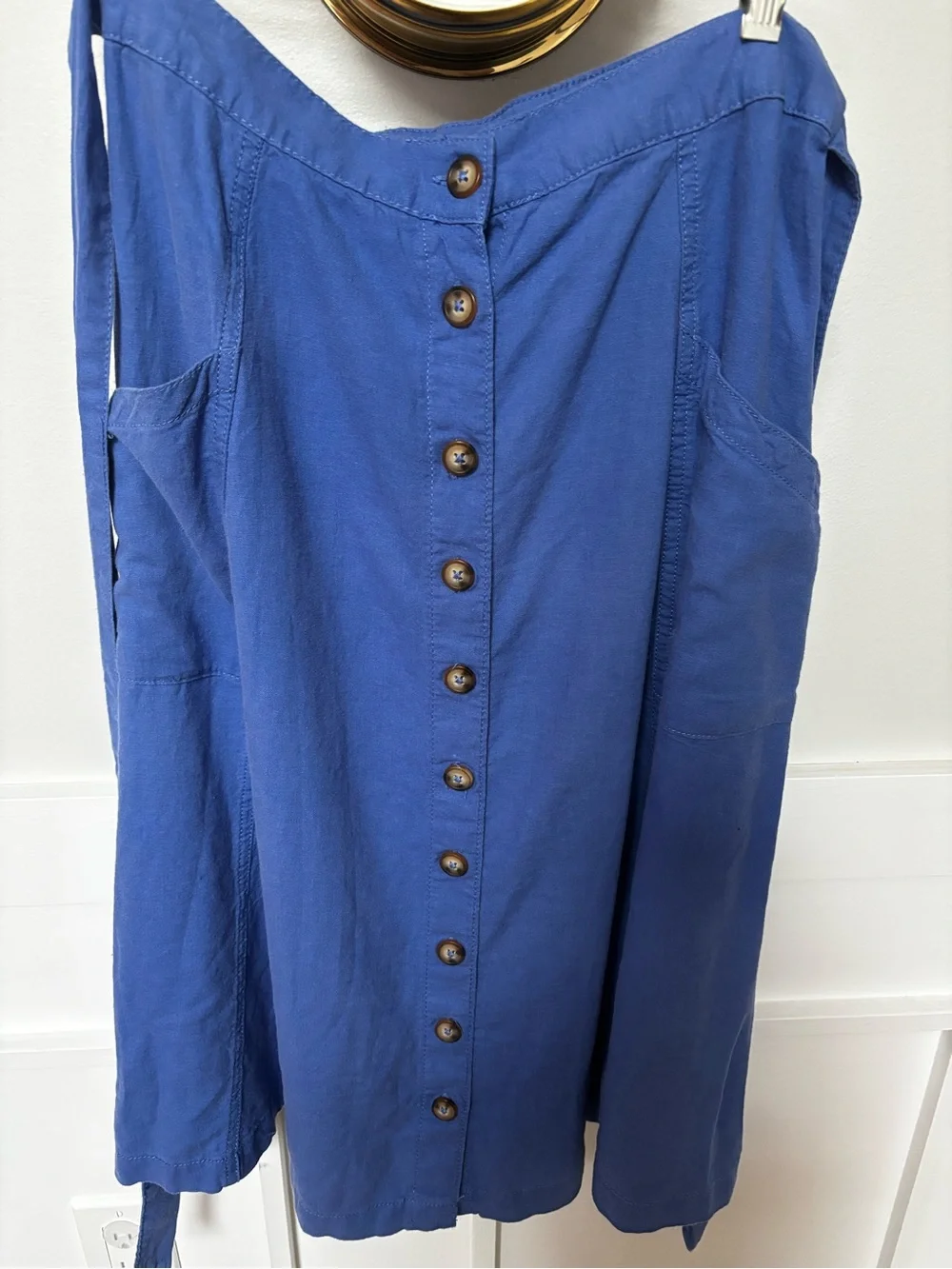 A.N.A blue button-front midi skirt  with tie